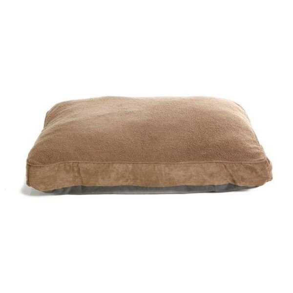 Furhaven 21442081 Snuggle Terry & Suede Deluxe Pillow - Espresso  Large Pet Bed